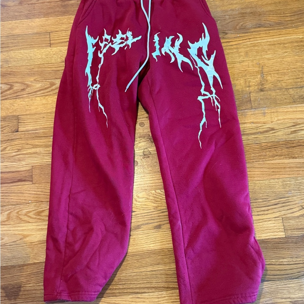 Men's Burgundy Graphic Sweatpants
